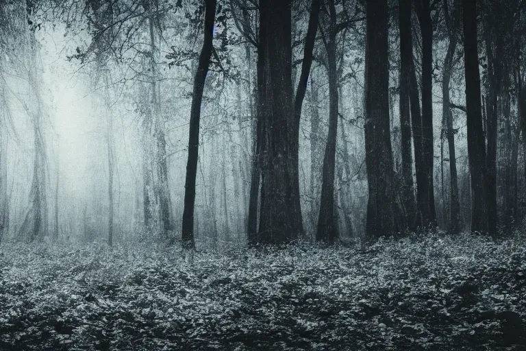 Image similar to photo of a forest made out of human bones, scary, horror, mid night, creepy, 4k