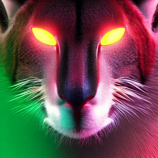 Prompt: closeup profile shot of a neon electric cheetah, city lights, strong bokeh, dramatic, cinematic, high contrast, octane render, cgsociety, 4k