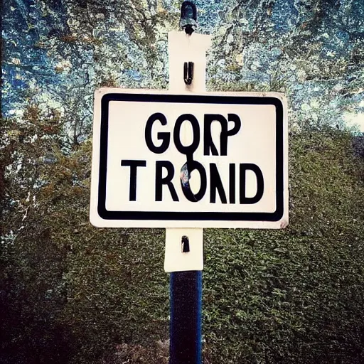 Prompt: a photo of a traffic sign “ no gorping ahead ”