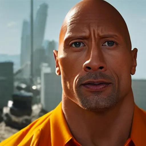Prompt: Dwayne Johnson As a construction worker 4K detailed super realistic