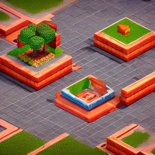 Image similar to isometric game level by style of supercell games, octane render, trending on artstation