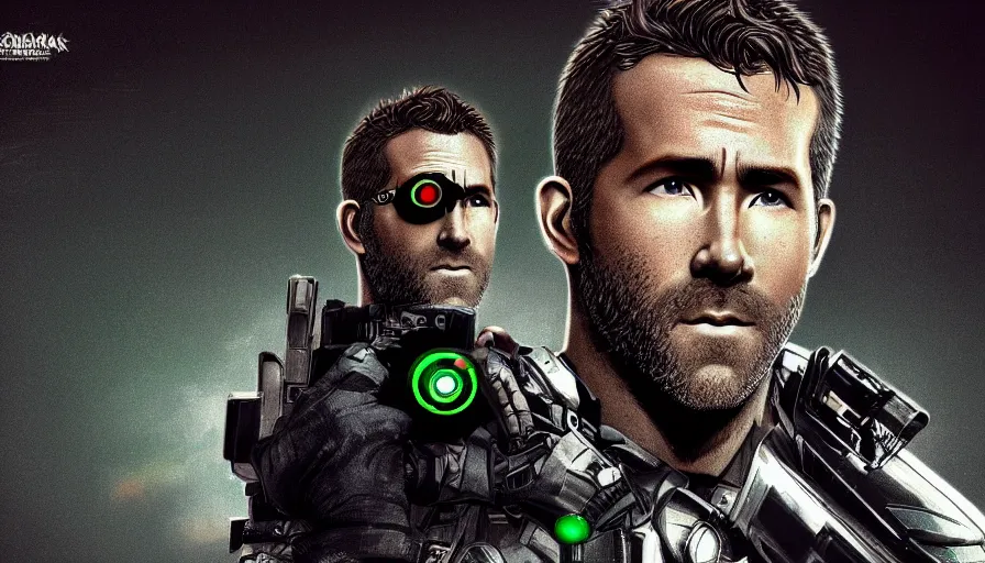 Image similar to ryan reynolds is sam fisher from splinter cell, black background, hyperdetailed, artstation, cgsociety, 8 k