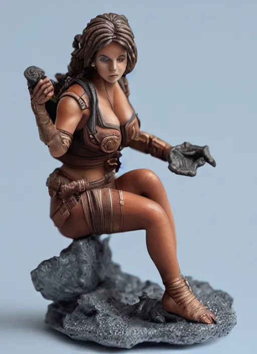 Image similar to Product Introduction Photos, 4K, Full body, 80mm resin detailed miniature of a worrier woman, sitting