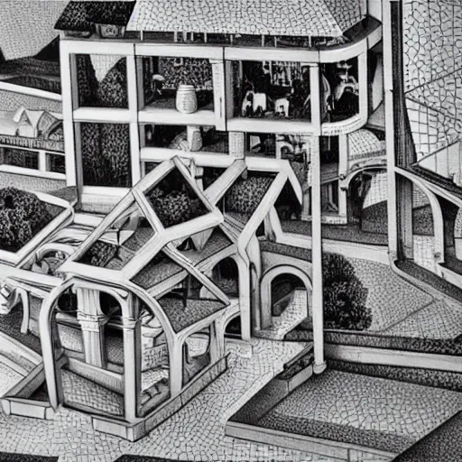 Image similar to Escher landscape