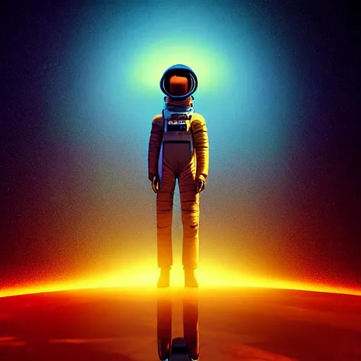 Image similar to digital art of steed situated on top of an human astronaut. from western by hiroyuki okiura and katsuhiro otomo and alejandro hodorovski style with many details by mike winkelmann and vincent di fate in sci - fi style. volumetric natural light photo on dsmc 3 system,