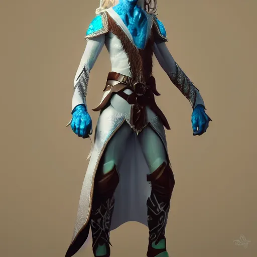 Image similar to a highly detailed male elf in full length, with white long hair, white clothes, bright blue eyes, artstation, DeviantArt, professional, octane render