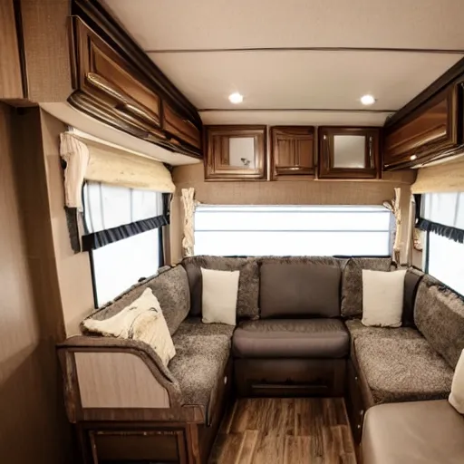 Prompt: a view of the interior of an expensive rv