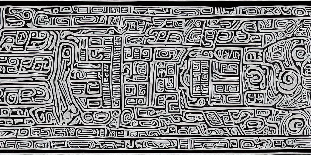 Image similar to mayan hieroglyph blueprints to a spaceship