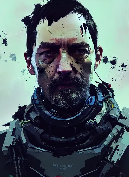 higgs monaghan from death stranding portrait, style by | Stable ...