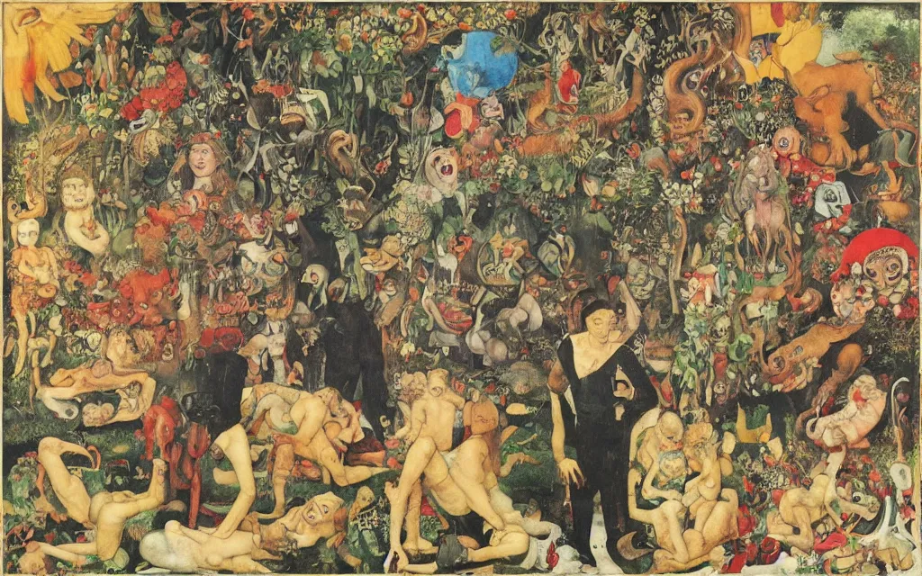 Image similar to artwork by Albrecht Altdorfer, Hans-Joachim Bohlmann, Trevor Brown, Henry Darger, Lucas Cranach the Elder, Jean Dubuffet, Albrecht Durer, Max Ernst, Paul Gauguin, Masanao Hirayama, Hans Holbein, Tsurisaki Kiyotaka, Pierre Klossowski, Jon Rafman, Henri Rousseau, Luigi Serafini, Yves Tanguy, and Unica Zurn