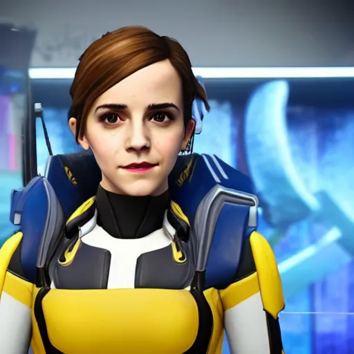 Prompt: Emma Watson screenshot from overwatch play of the game