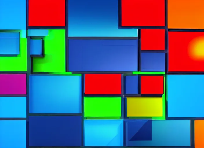 Image similar to the windows 1 1 wallpaper reimagined with neon and bright colours