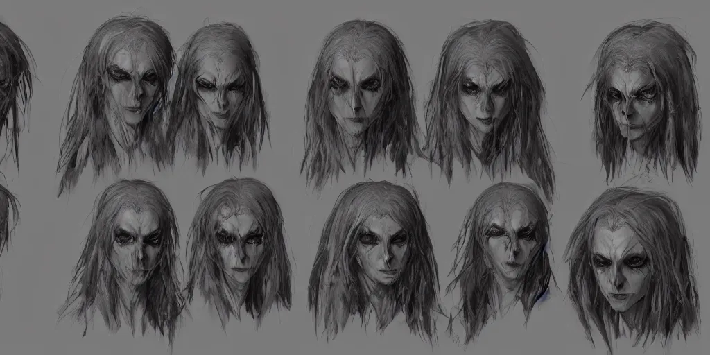 Image similar to gothic ghost character face detail designs, Greg Rutkowski, character sheet, kim jung gi, Darek Zabrocki, Karlkka, Jayison Devadas, Phuoc Quan, trending on Artstation, 8K, ultra wide angle, pincushion lens effect