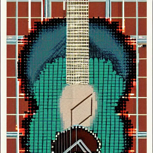 Image similar to russian fuzzy aquatic forest grid starling meat guitar baluster, by valentine hugo and william hogarth and eleanor vere boyle, cubist, fine art, # pixelart