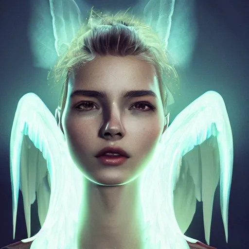 Prompt: portrait art of female angel by alessio albi 8 k ultra realistic, angel wings, lens flare, atmosphere, glow, detailed, intricate, full of colour, cinematic lighting, trending on artstation, 4 k, hyperrealistic, focused, extreme details, unreal engine 5, cinematic, masterpiece