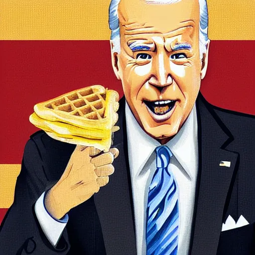 Image similar to Joe Biden eating waffles at Waffle House Digital Art