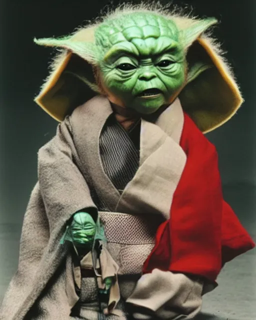 Prompt: Donald Trump as Ronin Ogami Ittō in Lone Wolf and Cub and Baby Yoda as Daigorō, photorealistic, Cinematic, Japanese