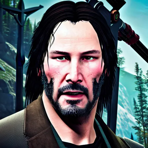 Image similar to Keanu reeves in the Witcher 3 4K detailed super realistic