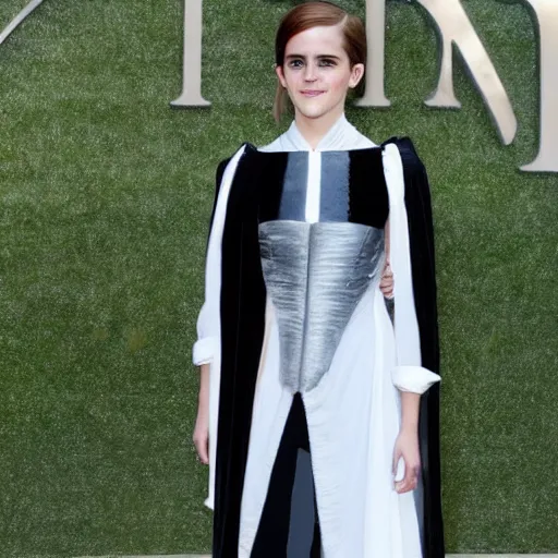 Prompt: Photo of Emma Watson as Professor Severus Snape, full body shot