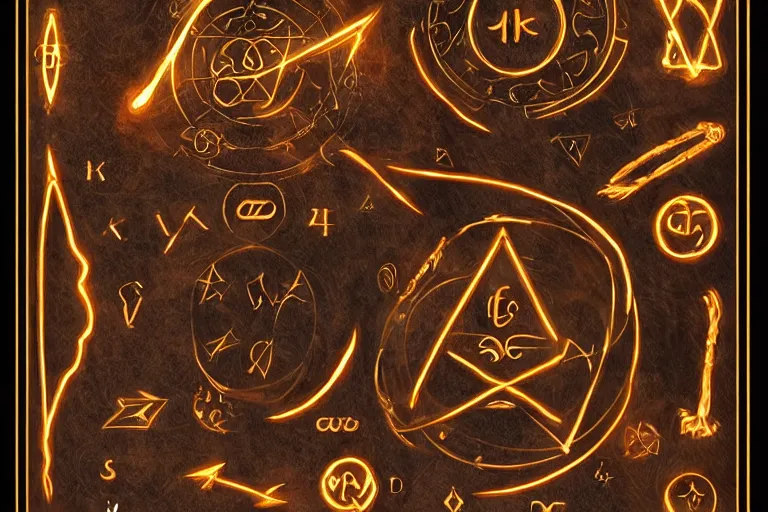 Image similar to A skilled sorcerer in their study, drawing glowing magic runic symbols in the air, enchanting objects with glyph magic, D&D fantasy setting, 4k