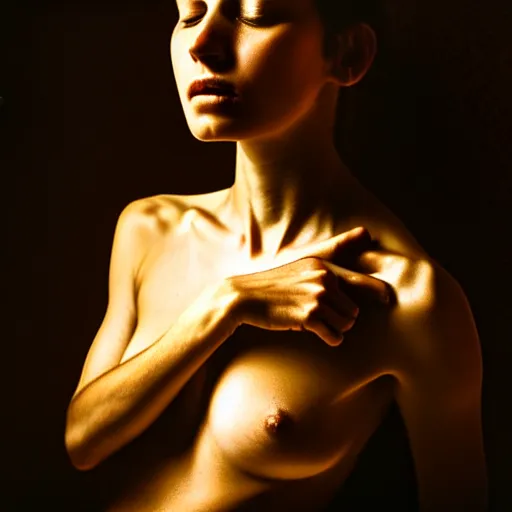 Image similar to beautiful woman with soft skin, 8K artistic photography, photorealistic, chiaroscuro, by Steve Mccurry, Joey L, Raphael, Caravaggio