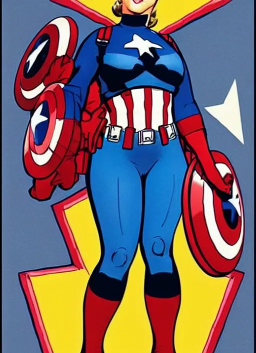 Image similar to plus size female captain america standing on a pile of defeated, beaten and broken ss soldiers. feminist captain america wins ww 2. american ww 2 propaganda poster by rob liefeld and pixar. gorgeous face. pin up. overwatch.