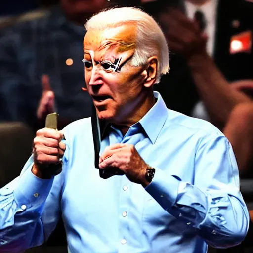 Prompt: joe biden opening a can of whoop-ass at a rodeo