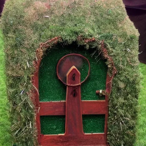 Prompt: christmas portal that leads to a leyline of beautiful grass terrain