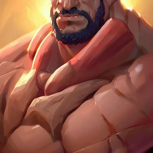 Image similar to portrait muscular handsome hero fantasy art heartstone video game icon, 2 d game art gta cover, official fanart behance hd artstation by jesper ejsing, by rhads, makoto shinkai and lois van baarle, ilya kuvshinov, rossdraws