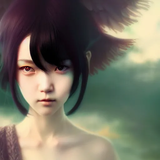 Prompt: angelic japanese girl by tom bagshaw, green eyes and long black hair by ilya kuvshinov, rtx reflections, octane render 1 2 8 k, extreme high intricate details by wlop, digital anime art by ross tran, wide shot, close up shot, composition by sana takeda, dramatic lighting by greg rutkowski