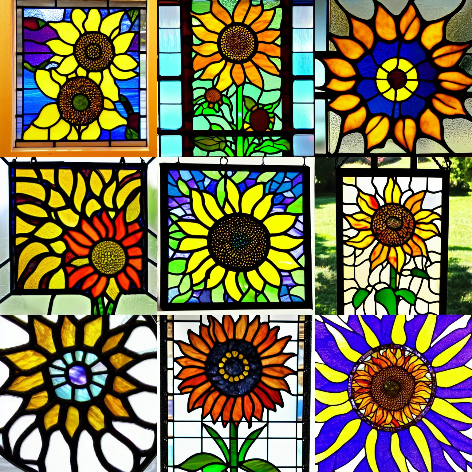 Prompt: Sunflower stained glass