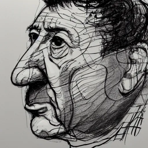 Image similar to a realistic yet scraggly portrait sketch of the side profile of a stern and sophisticated curly howard, trending on artstation, intricate details, in the style of frank auerbach, in the style of sergio aragones, in the style of martin ansin, in the style of david aja, in the style of mattias adolfsson