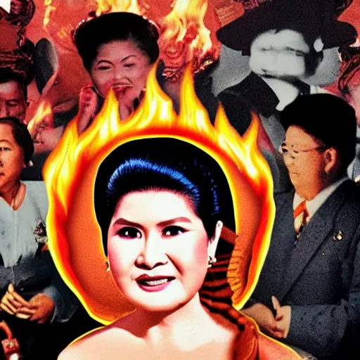 Image similar to imelda marcos burning in hell