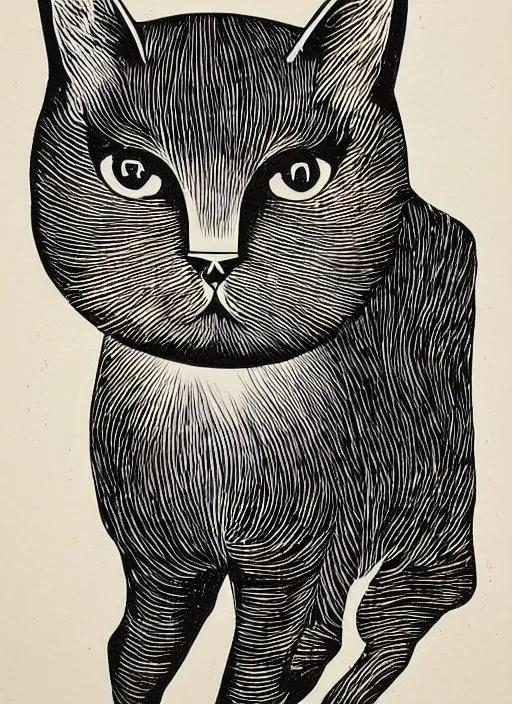 Image similar to cat woodcut print by Samuel Jessurun de Mesquita