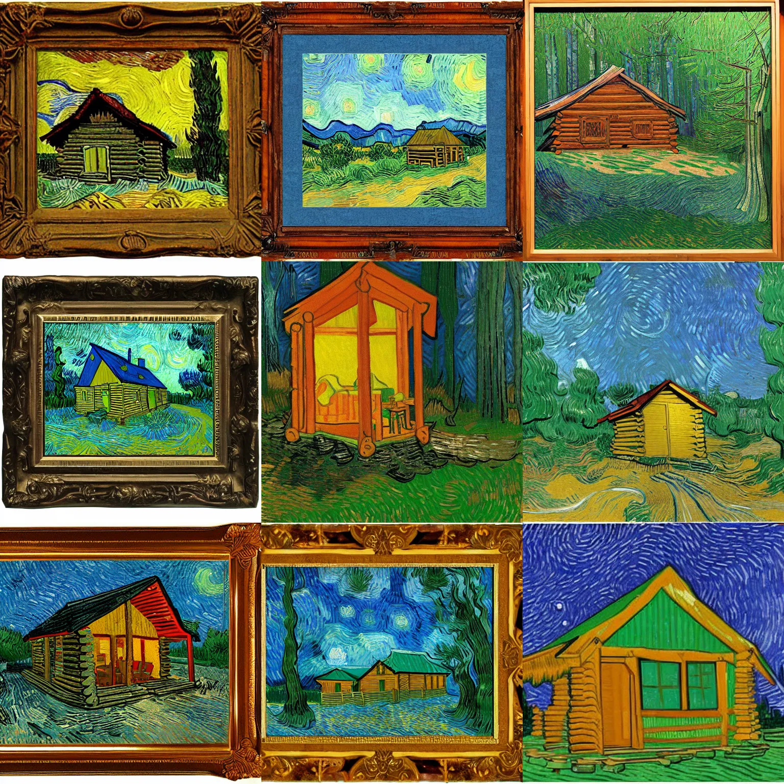 Prompt: [ a log cabin in the forest ] [ van gogh ] [ award ]