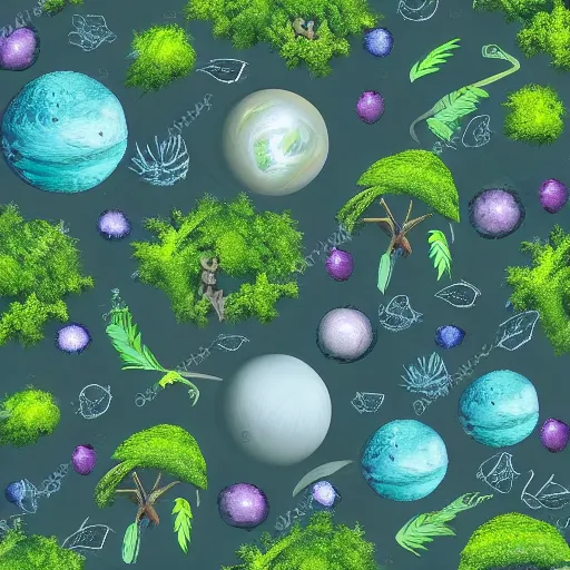 Image similar to « wild alien planet, wild plants and trees, detailed »