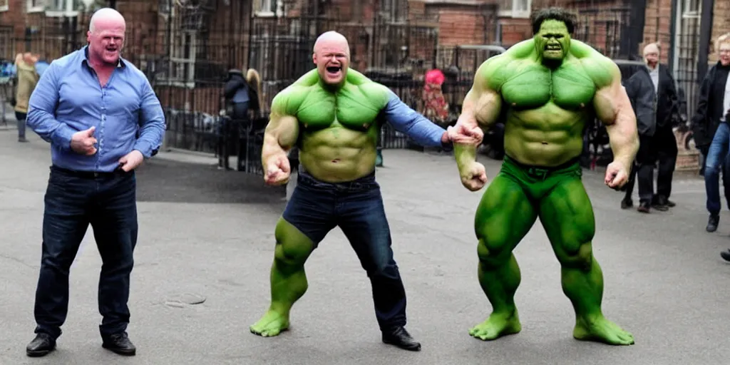 Prompt: Steve McFadden is the incredible hulk