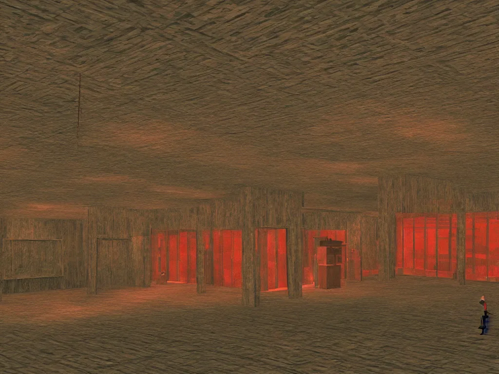 Image similar to Twin Peaks red room as a PS1 game landscape