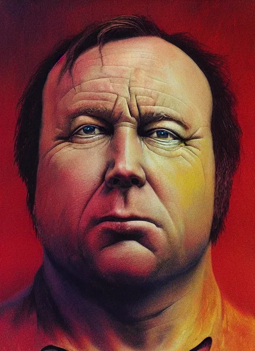 Image similar to alex jones by zdzislaw beksinski and lisa frank