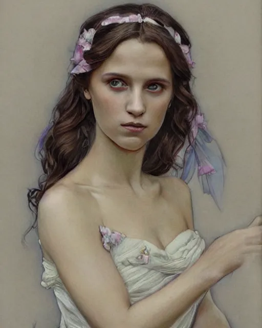 an art nouveau painting of a girl resembling alicia Stable Diffusion