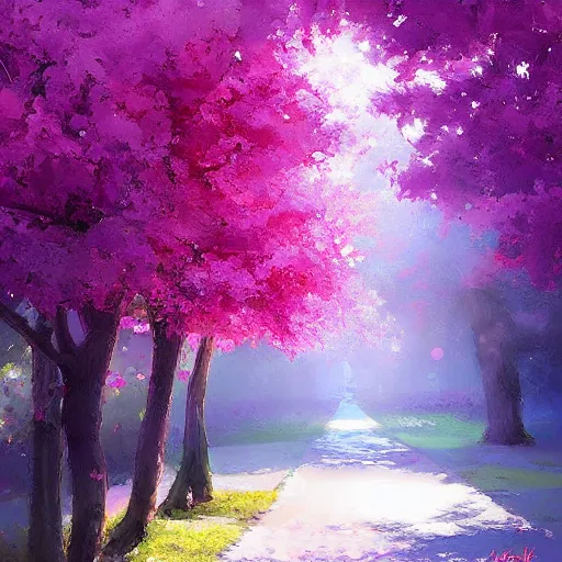 Prompt: Beautiful cherry-tree, digital art, magnificent, painting, soft lighting by Patrick Faulwatter, Andrée Wallin, Sylvain Sarrailh