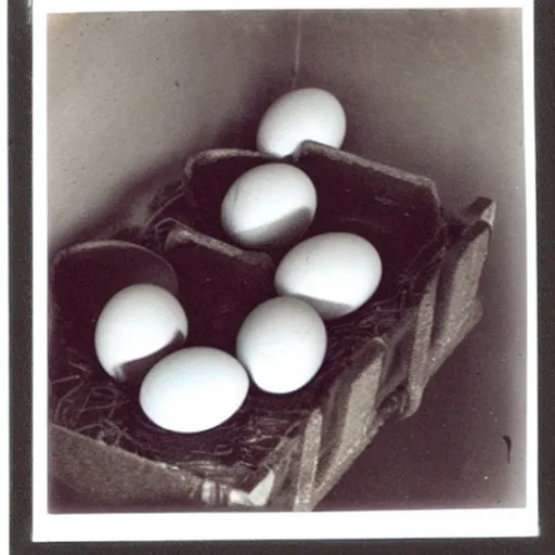 Image similar to polaroid image of cats hatching from eggs