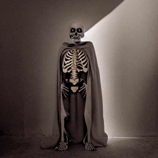 Image similar to a skeleton in a cloak made of shadows