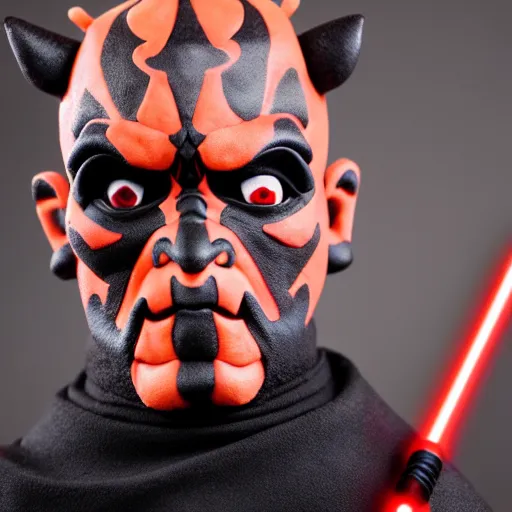 Image similar to studio portrait still of!!!!! darth maul!!!!!! plush toy, 8 k, studio lighting, key light,