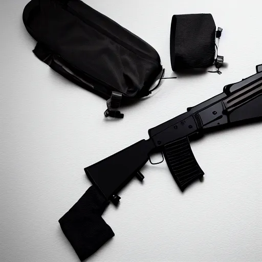 Image similar to A medium shot photograph of an AK-47 against a white background, 4k, ultra HD