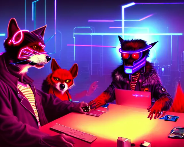 Image similar to high - resolution photograph from a cyberpunk era furry fandom convention ( midwest furfest 2 0 4 7 ), taking place after the genetic revolution and quantum singularity. photorealistic.