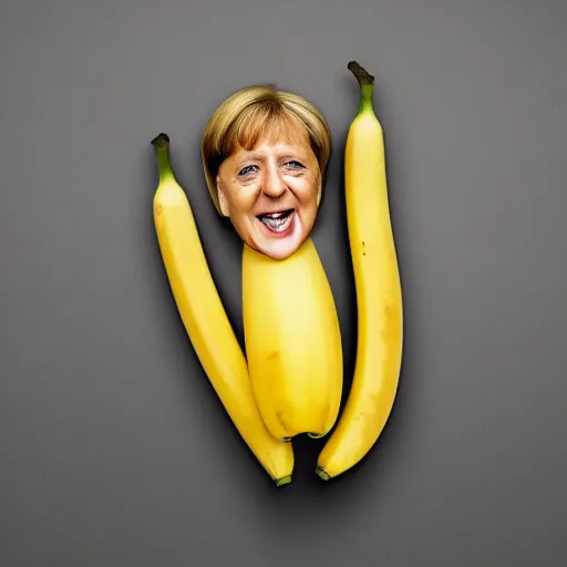 Image similar to angela merkel as a banana, caricature, 8 k photo