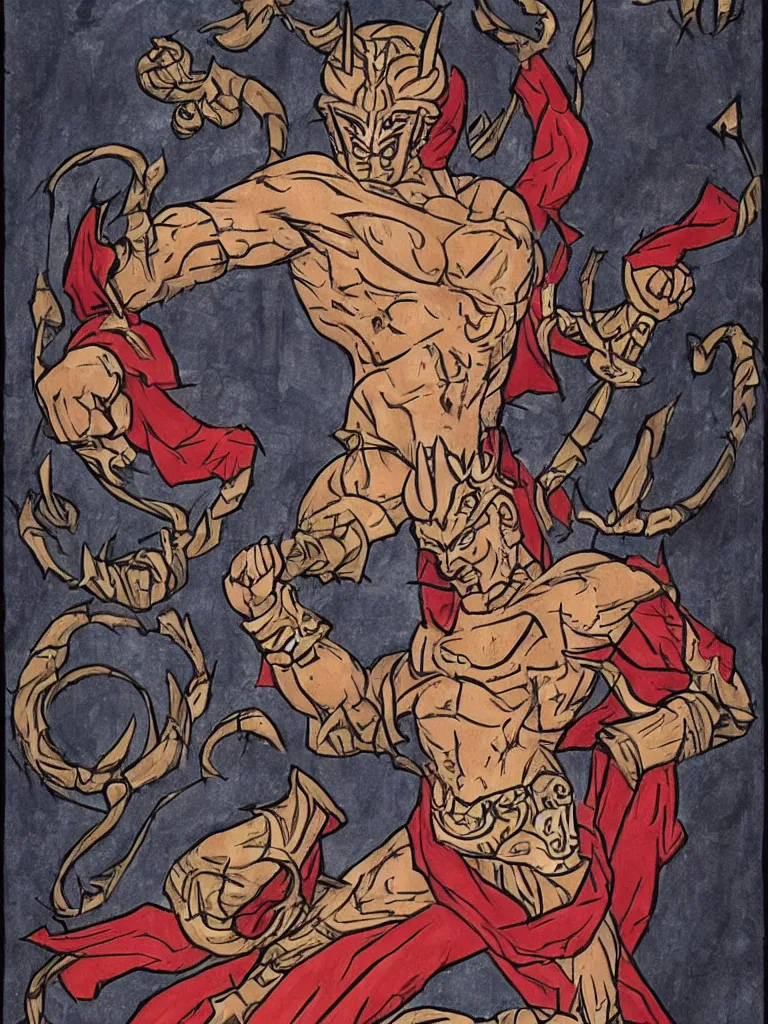 Image similar to an original greek god of destruction in the style of yangtian li