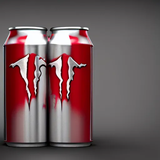 Image similar to new design aluminum can monster energy, red tones, 8k, octane render, cinematic light, harmony, ultra quality