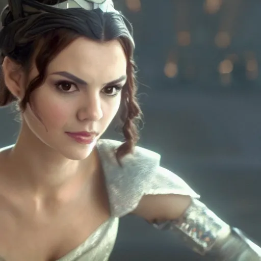 Image similar to victoria justice as princess padme in star wars episode 3, 8 k resolution, cinematic lighting, anatomically correct